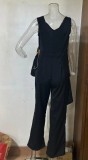 Summer fashionable V-neck sleeveless irregular jumpsuit for women