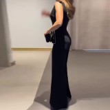Summer fashionable V-neck sleeveless irregular jumpsuit for women