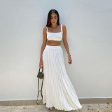 Summer knitted camisole + skirt elegant skirt set