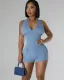 Sexy solid color stretch slim fit halter rompers jumpsuit