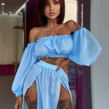 Long Sleeve Chiffon Beach Skirt Two Piece Set Beach Long Skirt Cover Up