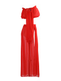 Long Sleeve Chiffon Beach Skirt Two Piece Set Beach Long Skirt Cover Up