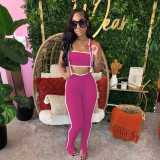 Summer sexy bandeau top and suspender trousers two-piece set