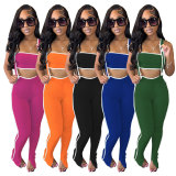 Summer sexy bandeau top and suspender trousers two-piece set