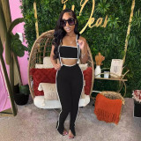 Summer sexy bandeau top and suspender trousers two-piece set
