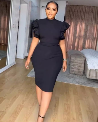 Summer elegant black bodycon dress