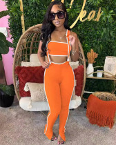 Summer sexy bandeau top and suspender trousers two-piece set