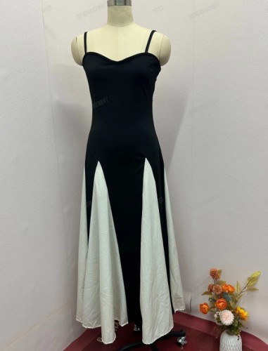 Summer Fashion Contrast Color Slim Fit Straps Evening Dress