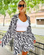 Leopard Print Blouse Loose Shorts Summer Women's Two-piece Set