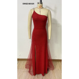 Sexy Fashion Sequin One Shoulder Mesh Evening Dress