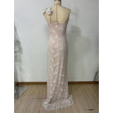 Fashionable and Elegant Dress Mesh Spliced Flower Dinner Graduation Dress