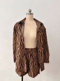 Leopard Print Blouse Loose Shorts Summer Women's Two-piece Set