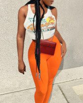 Street trendy women's fashion tight fitting vest and pants two piece set clothing