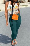 Street trendy women's fashion tight fitting vest and pants two piece set clothing