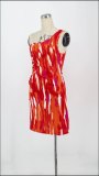 Sexy one-shoulder slant-neck tie-dye printed dress