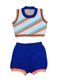 Summer Sleeveless Vest High Waist Slim Fit Short Knitted Set