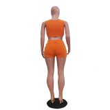 Summer sexy ribbed vest shorts set