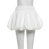 Summer Solid Color Bubble Skirt High Waisted Mini Skirt