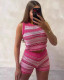 Summer Fashion Striped Sweater Vest Shorts Set