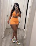 Summer sexy ribbed vest shorts set