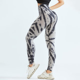 Tie-dye high-waisted tight yoga pants peach butt training seamless yoga pants sports running fitness pants for women