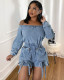 Sexy strapless washed denim rompers jumpsuit