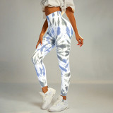 Tie-dye high-waisted tight yoga pants peach butt training seamless yoga pants sports running fitness pants for women