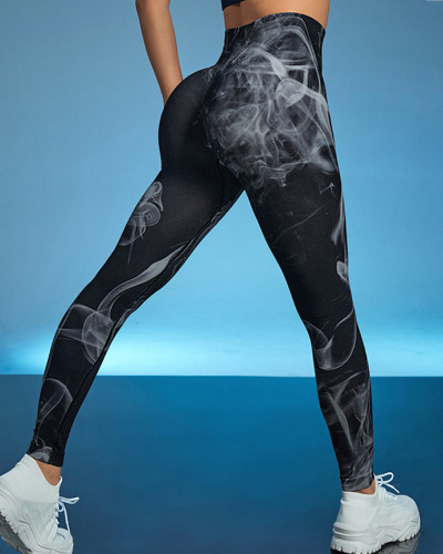 Print Tie Dye Yoga Pants Women's Sports Outdoor High Waist Stretch Running Fitness Tights