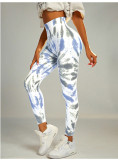 Tie-dye high-waisted tight yoga pants peach butt training seamless yoga pants sports running fitness pants for women