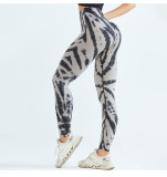 Tie-dye high-waisted tight yoga pants peach butt training seamless yoga pants sports running fitness pants for women