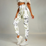 Tie-dye high-waisted tight yoga pants peach butt training seamless yoga pants sports running fitness pants for women