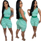 Summer vest suit casual positioning printed two-piece set