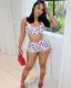 Summer casual printed drawstring vest slim shorts set