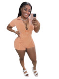 Summer distressed deep V ribbed rompers jumpsuit