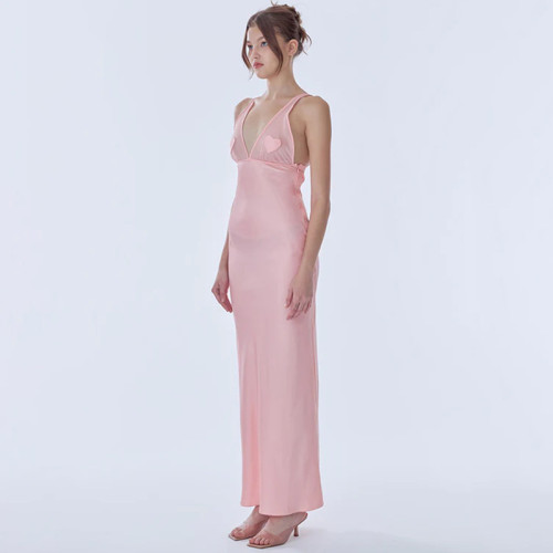 Sleeveless V-neck backless sexy long cocktail dress