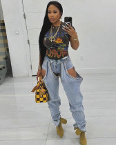 Summer Fashion Casual Street Sexy High Waist Slim Jeans