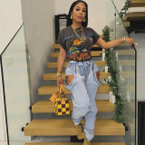 Summer Fashion Casual Street Sexy High Waist Slim Jeans