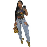 Summer Fashion Casual Street Sexy High Waist Slim Jeans