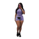 Summer casual ribbed bodysuit shorts set