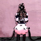 Summer contrasting bow mini skirt