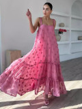 Summer beach vacation style fashionable flower long dress
