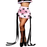Summer contrasting bow mini skirt