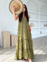 Summer beach vacation style fashionable flower long dress