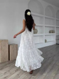 Summer beach vacation style fashionable flower long dress