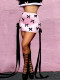 Summer contrasting bow mini skirt