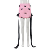 Summer contrasting bow mini skirt