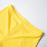 Summer solid color ribbed V-neck short-sleeved top tight pants casual suit
