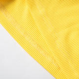 Summer solid color ribbed V-neck short-sleeved top tight pants casual suit