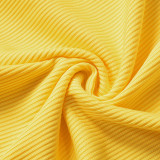 Summer solid color ribbed V-neck short-sleeved top tight pants casual suit