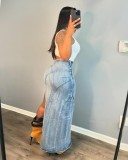 Casual Sexy High Slit Stretch Denim Skirt